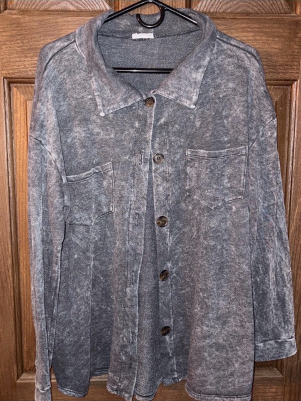 Washed Grey Button-Up Shacket